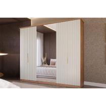 Guarda Roupa Casal 6 Portas ( 2 c/ Espelho) e 6 Gavetas La Belle Cinamomo/Off White - Panan