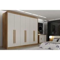 Guarda Roupa Casal 6 Portas (2 c/ Espelho) e 8 Gavetas Bandeira/Himalaia Cumaru/Fendi 25 - Novo Horizonte Guarda Roupa Casal 6 Portas (2 c/ Espelho) e 8 Gavetas Bandeira/Himalaia Cumaru/Fendi 25 - Novo Horizonte