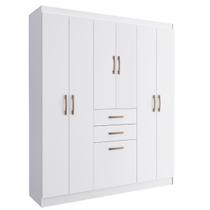 Guarda Roupa Casal 6 Portas 2 Gavetas 1 Sapateira 156Cm Cancun Branco - Doripel