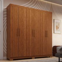 Guarda-Roupa Casal 6 Portas 2 Gavetas 100% MDF 164cm Papoulas Espresso Móveis Marrom/Cinamomo