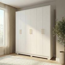 Guarda-Roupa Casal 6 Portas 2 Gavetas 100% MDF Malta Off White/Nevaska