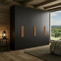 Guarda-Roupa Casal 6 Portas 2 Gavetas 100% MDF Preto Albert Guarda-Roupa Casal 6 Portas 2 Gavetas 100% MDF Preto Albert