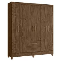 Guarda Roupa Casal 6 Portas 2 Gavetas 153cm Paraná M07 Castanho Wood - Mpozenato