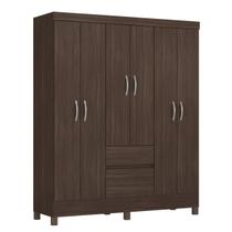 Guarda Roupa Casal 6 Portas 2 Gavetas 2 Prateleiras 3 Cabideiros Pés PVC Flash II