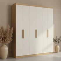 Guarda-roupa Casal 6 Portas 2 Gavetas 220cm X 47cm X 180cm Milan