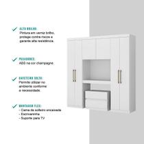 Guarda Roupa Casal 6 Portas 2 Gavetas Branco C/ Painel De Tv Guarda Roupa Casal 6 Portas 2 Gavetas Branco C/ Painel De Tv