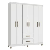 Guarda Roupa Casal 6 Portas 2 Gavetas Coimbra 140cm RP1620 Cor Branco - Fellicci Móveis