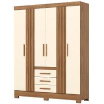 Guarda Roupa Casal 6 Portas 2 Gavetas Com Espelho 160 cm Nature Off White Briz Guarda Roupa Casal 6 Portas 2 Gavetas Com Espelho 160 cm Nature Off White Briz