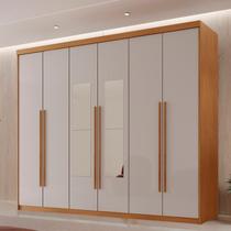 Guarda Roupa Casal 6 Portas 2 Gavetas com Espelho MDF Veracruz Off White/Marromle