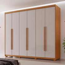 Guarda Roupa Casal 6 Portas 2 Gavetas com Pés MDF Veracruz Off White/Marromle