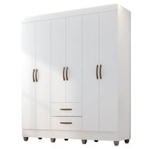 Guarda-Roupa Casal 6 Portas 2 Gavetas e 5 Prateleira Lisa MDP Guarda-Roupa Casal 6 Portas 2 Gavetas e 5 Prateleira Lisa MDP