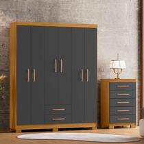 Guarda-Roupa Casal 6 Portas 2 Gavetas e Cômoda 5 Gavetas Itapema