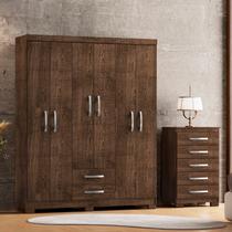 Guarda-Roupa Casal 6 Portas 2 Gavetas e Cômoda 5 Gavetas Itapema