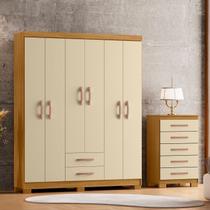 Guarda-Roupa Casal 6 Portas 2 Gavetas e Cômoda 5 Gavetas Itapema