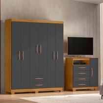 Guarda-Roupa Casal 6 Portas 2 Gavetas e Cômoda Sapateira 4 Gavetas Itapema Guarda-Roupa Casal 6 Portas 2 Gavetas e Cômoda Sapateira 4 Gavetas Itapema