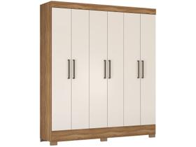 Guarda Roupa Casal 6 Portas 2 Gavetas Estrutura em MDP Pés em PVC 207x180x47cm Nápoles Demóbile