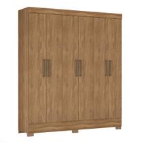 Guarda Roupa Casal 6 Portas 2 Gavetas Estrutura em MDP Pés em PVC 207x180x47cm Nápoles Demóbile