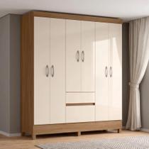 Guarda Roupa Casal 6 Portas 2 Gavetas Flash Ii Amêndola Touch/Off White