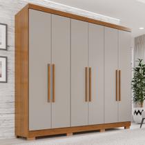 Guarda-Roupa Casal 6 Portas 2 Gavetas França Off White/Cinamomo