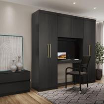 Guarda Roupa Casal 6 Portas 2 Gavetas Porto Preto com Escrivaninha Guarda Roupa Casal 6 Portas 2 Gavetas Porto Preto com Escrivaninha