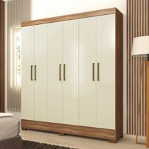 Guarda Roupa Casal 6 Portas 2 Gavetas Verso Bege/Amendola Touch/Off White