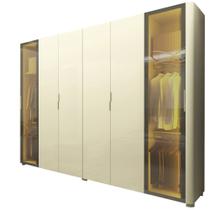 Guarda Roupa Casal 6 Portas 2 Reflecta Com Led Innova Off White - Gelius Móveis