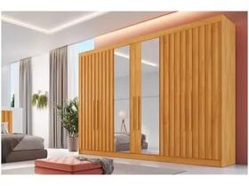 Guarda Roupa Casal 6 Portas 2 Ripadas e 2 c Espelho e 6 Gavetas Potente Peroba Europa