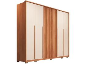 Guarda Roupa Casal 6 Portas (2 Ripadas) e 6 Gavetas Poseidon Freijo/Off White - Caemmun