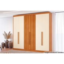 Guarda Roupa Casal 6 Portas 2 Ripados e 8 Gavetas Grécia Cinamomo/Off White - Conquista