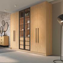 Guarda Roupa Casal 6 Portas 2,43m x 2,3m Vidro Fumê 100 MDF