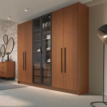 Guarda Roupa Casal 6 Portas 2,43m x 2,3m Vidro Fumê 100 MDF