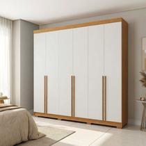 Guarda-Roupa Casal 6 Portas 3 Gavetas 100% MDF Florença Off White/Cerejeira/Nevaska