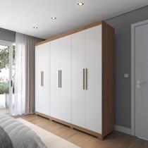 Guarda-Roupa Casal 6 Portas 3 Gavetas 100% MDF Memphis 246 cm - Canella c/ Off White Fosco Guarda-Roupa Casal 6 Portas 3 Gavetas 100% MDF Memphis 246 cm - Canella c/ Off White Fosco