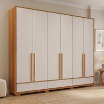 Guarda Roupa Casal 6 Portas 3 Gavetas 100% MDF Prime Freijó Trend/Off White Guarda Roupa Casal 6 Portas 3 Gavetas 100% MDF Prime Freijó Trend/Off White