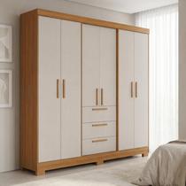 Guarda Roupa Casal 6 Portas 3 Gavetas 100% MDF Select Freijó Trend/Off White Guarda Roupa Casal 6 Portas 3 Gavetas 100% MDF Select Freijó Trend/Off White