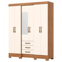 Guarda Roupa Casal 6 Portas 3 Gavetas 163 cm B23 Nature Off White Briz Guarda Roupa Casal 6 Portas 3 Gavetas 163 cm B23 Nature Off White Briz