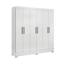 Guarda Roupa Casal 6 Portas 3 Gavetas 7 Prateleiras 2 Cabideiros Pés PVC Prático