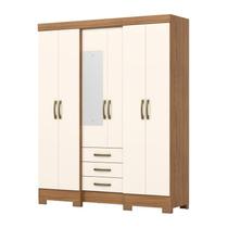 Guarda Roupa Casal 6 Portas 3 gavetas B23 Nature/Off White