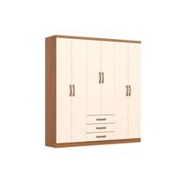 Guarda Roupa Casal 6 Portas 3 Gavetas Caju Cinamomo/Off Henn Guarda Roupa Casal 6 Portas 3 Gavetas Caju Cinamomo/Off Henn