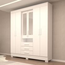 Guarda-roupa Casal 6 Portas 3 Gavetas Capelinha com Espelho 100% MDF 179cm Nerina Espresso Móveis Guarda-roupa Casal 6 Portas 3 Gavetas Capelinha com Espelho 100% MDF 179cm Nerina Espresso Móveis