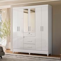 Guarda-Roupa Casal 6 Portas 3 Gavetas com Chave 2 Espelhos e Pés Itatiba