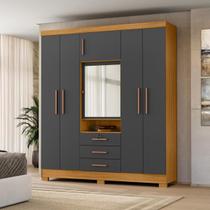 Guarda-Roupa Casal 6 Portas 3 Gavetas com Espelho 100% MDP Grande Organizador
