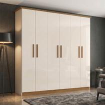 Guarda Roupa Casal 6 Portas 3 Gavetas Cover Bege/Off White/Nature