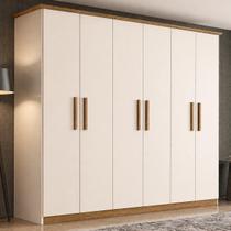 Guarda Roupa Casal 6 Portas 3 Gavetas Cover Bege/Off White/Nature Guarda Roupa Casal 6 Portas 3 Gavetas Cover Bege/Off White/Nature