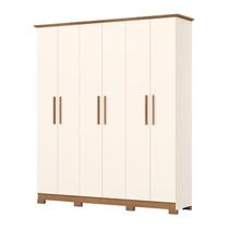 Guarda Roupa Casal 6 Portas 3 Gavetas Cover Off White/Nature