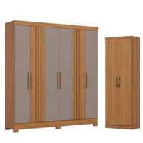 Guarda Roupa Casal 6 Portas 3 Gavetas Francês Cinamomo Avelã com Armário Multiuso Margarida Cinamomo - Henn Briz Guarda Roupa Casal 6 Portas 3 Gavetas Francês Cinamomo Avelã com Armário Multiuso Margarida Cinamomo - Henn Briz