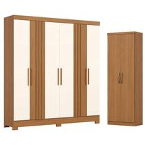 Guarda Roupa Casal 6 Portas 3 Gavetas Francês Cinamomo Off White com Armário Multiuso Margarida Cinamomo - Henn Briz Guarda Roupa Casal 6 Portas 3 Gavetas Francês Cinamomo Off White com Armário Multiuso Margarida Cinamomo - Henn Briz