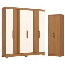 Guarda Roupa Casal 6 Portas 3 Gavetas Francês Cinamomo Off White com Armário Multiuso Margarida Cinamomo - Henn Briz Guarda Roupa Casal 6 Portas 3 Gavetas Francês Cinamomo Off White com Armário Multiuso Margarida Cinamomo - Henn Briz
