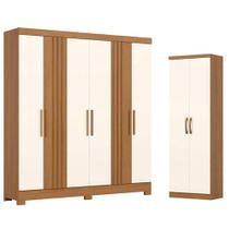 Guarda Roupa Casal 6 Portas 3 Gavetas Francês Com Armário Multiuso Margarida Cinamomo Off White - Henn Briz Guarda Roupa Casal 6 Portas 3 Gavetas Francês Com Armário Multiuso Margarida Cinamomo Off White - Henn Briz