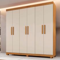 Guarda-Roupa Casal 6 Portas 3 Gavetas MDF Parma Yescasa Off White/Cinamomo Guarda-Roupa Casal 6 Portas 3 Gavetas MDF Parma Yescasa Off White/Cinamomo